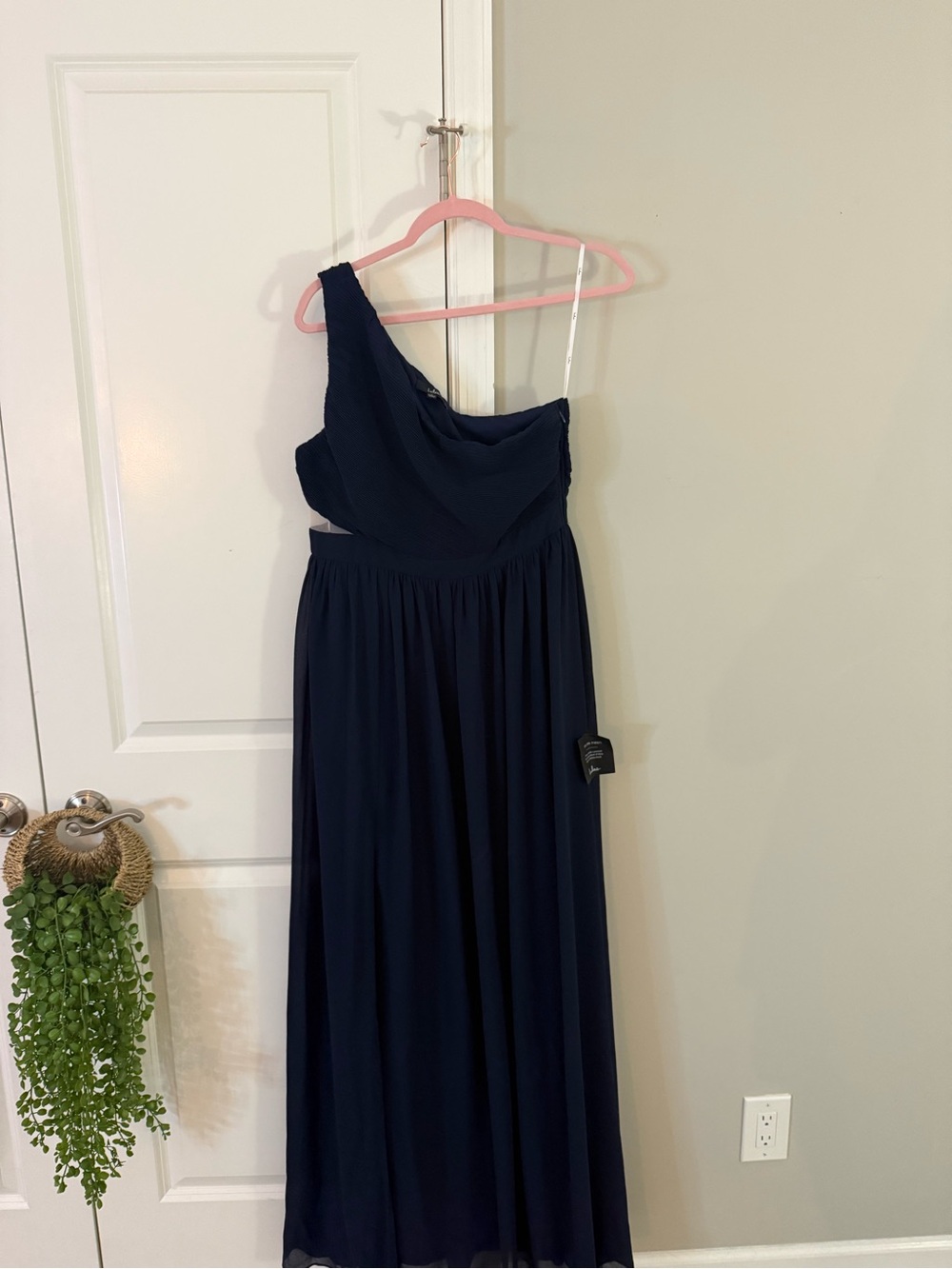 Lulu's Navy One-Shoulder Maxi Dress